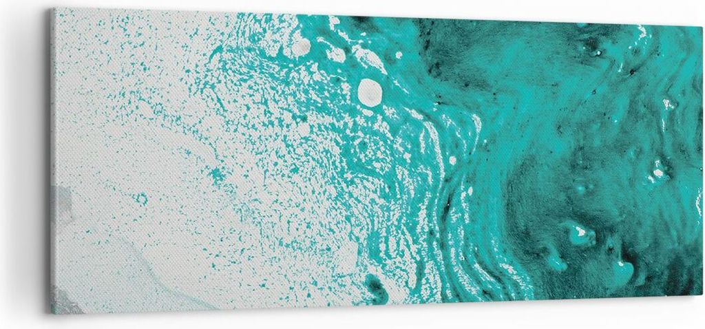 Bild auf Leinwand - Leinwandbild - Einteilig - Abstraktion Türkis Flüssigkeit - 100x40cm - Wand Bild - Wanddeko - Wandbilder - Leinwanddruck - Bi...