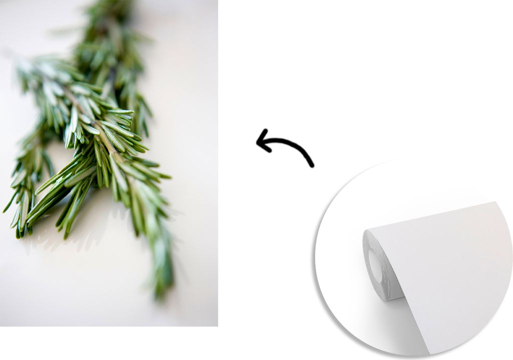 MuchoWow Fototapete für Wohnzimmer oder Schlafzimmer Wandtapete Vinyl Motivtapete Nahaufnahme Zweige von Rosmarin - 175x260 cm - Vinyltapete