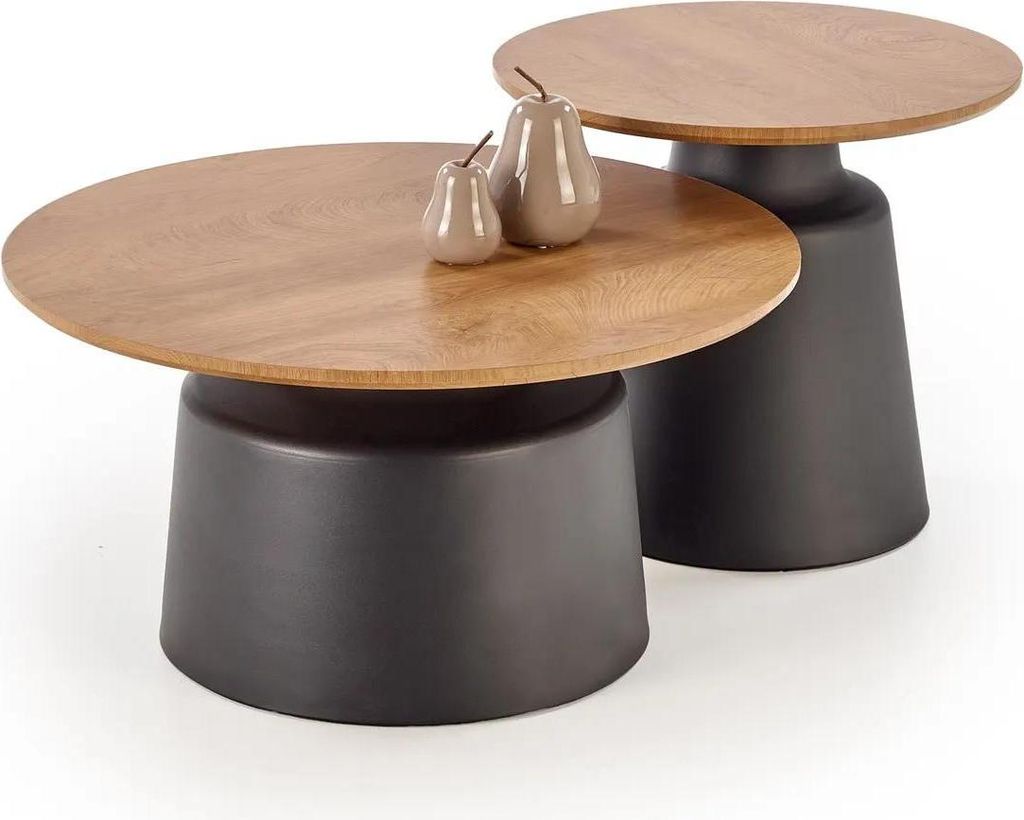 Set de 2 tables basses MALOMI chêne naturel/noir Image du produit 