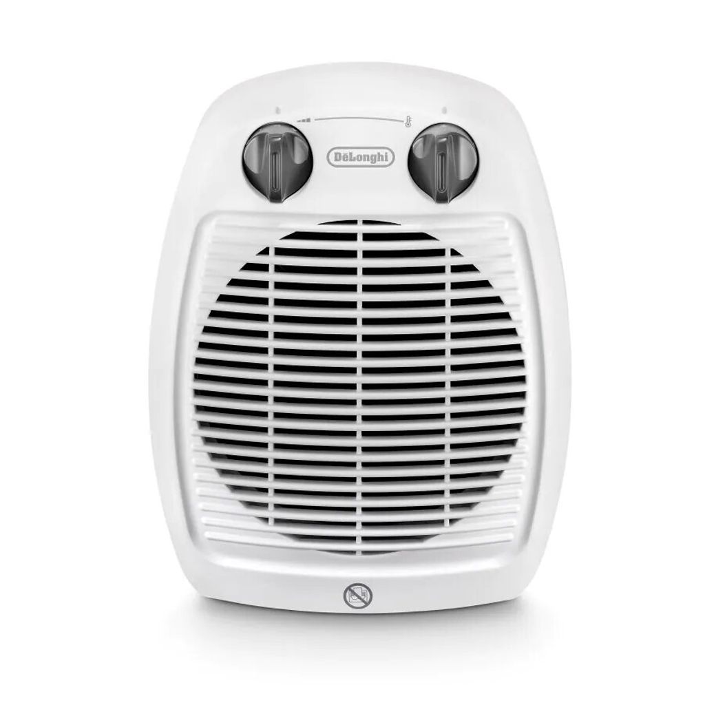 De’Longhi HVA3220, Elektrischer Raumheizlüfter, IP21, Indoor, Tisch/Bank, Flur, Tisch, Grau, Weiß, Drehregler