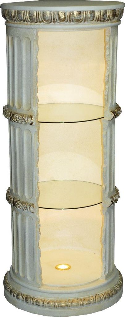 Display Case Bar Shelf Glass Shelving Column Cabinet White Designer Showcases