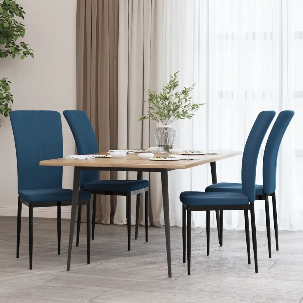 The Living Store Chaises de salle à manger 4 pcs en Velours bleu chic
