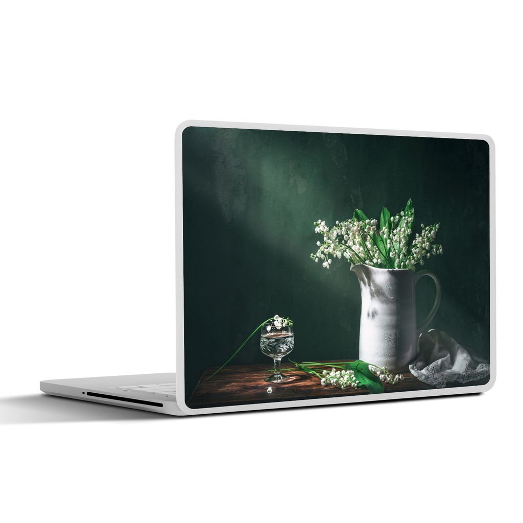 MuchoWow Laptop Aufkleber Sticker Cover Maiglöckchen - Dose - Stilleben 40x30 cm - Laptop Dekoration - Selbstklebend