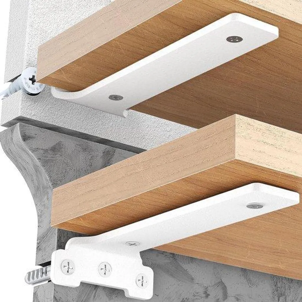 Support étagère métal blanc 15 cm ultra résistant 70 kg pack complet