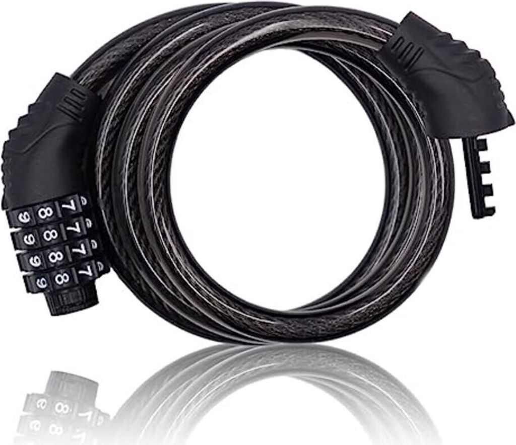PRECORN Fahrradschloss Zahlencode – Wetterfestes 150 cm Kabelschloss in Schwarz, Rostfrei, Sicher für Fahrrad, Motorrad, Roller, 10.000 Kombina...