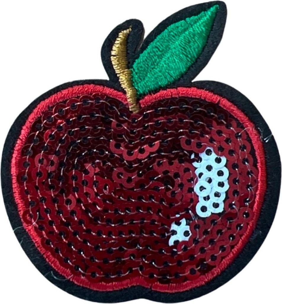 Apfelfrucht-Emblem-Aufnäher mit Pailletten zum Aufbügeln