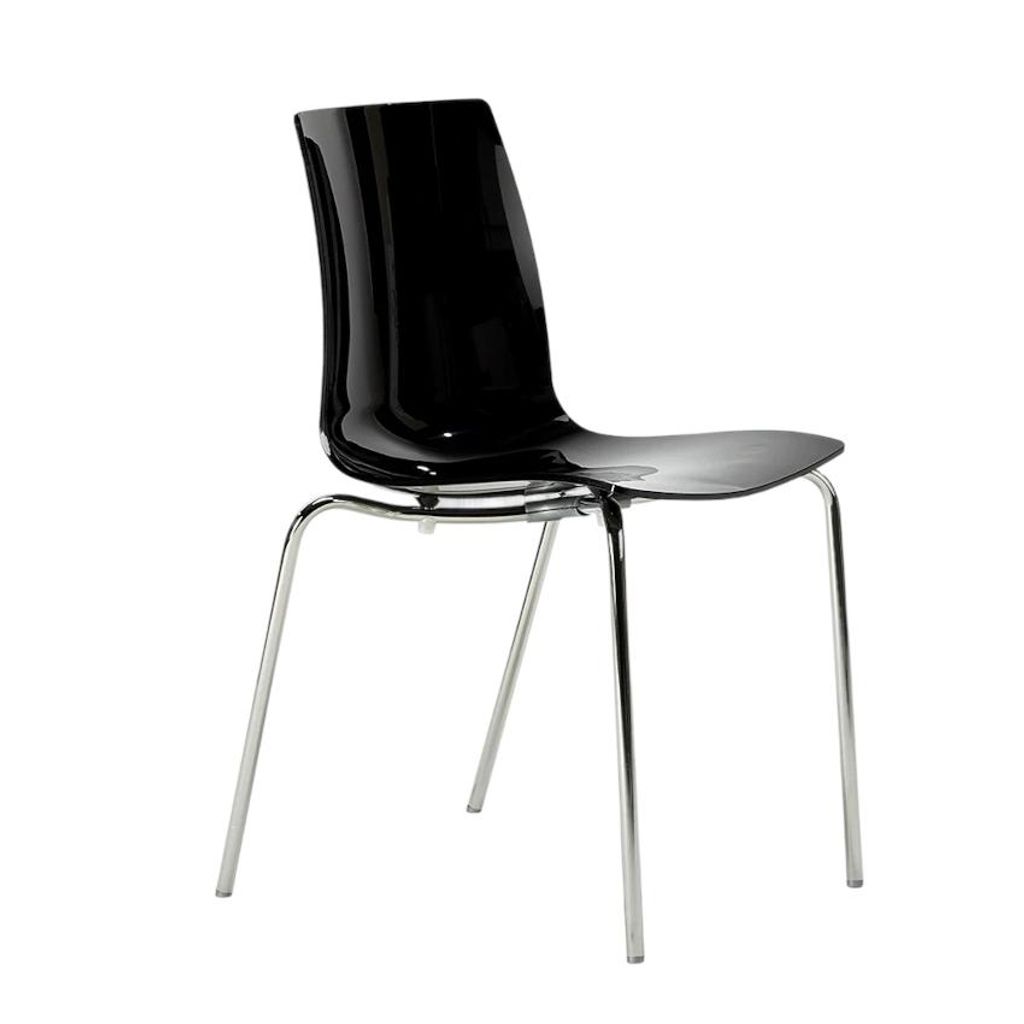 Moderne Design Stühle Lollipop Grand Soleil mit Stahlbeinen und Kunststoffsitz - Schwarz