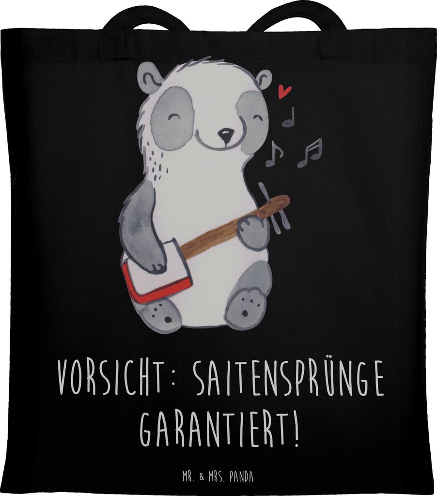 Mr. & Mrs. Panda Tote Bag Shamisen Abenteuer - Schwarz - Geschenk, japanisch, Musikinstrument, tragetasche baumwolle, Schultasche, Jutebeutel, Lern...