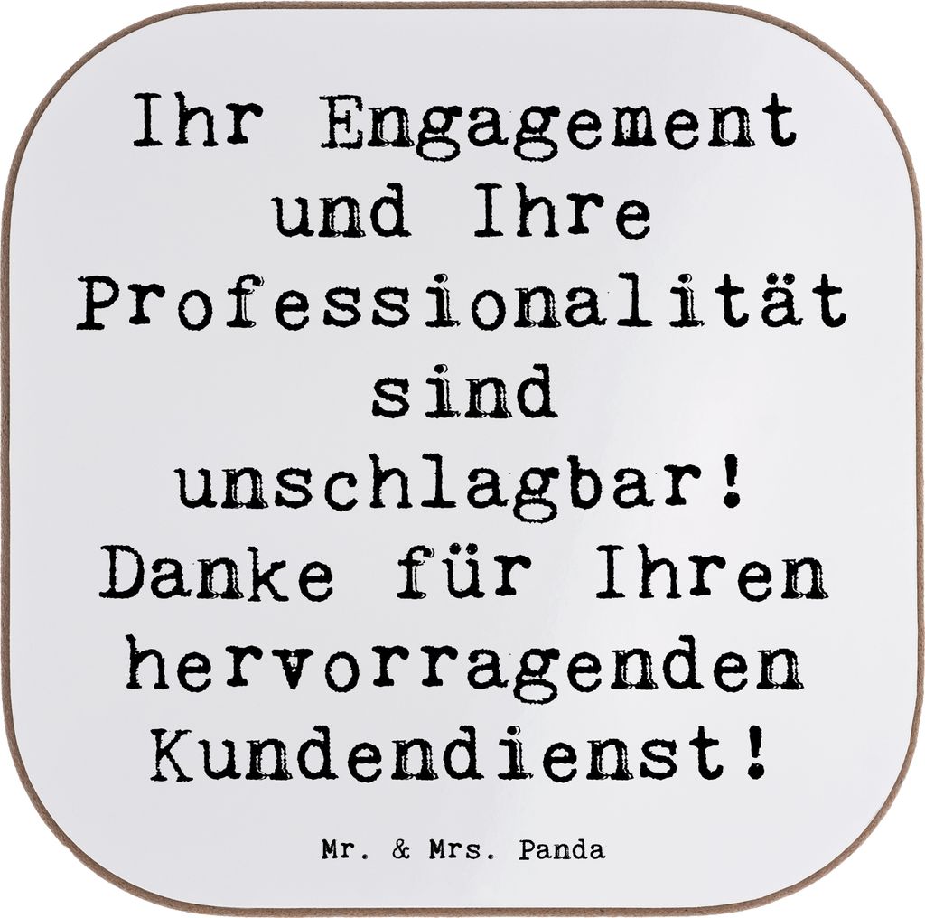 Mr. & Mrs. Panda Untersetzer für Gläser Spruch Kundendienstmitarbeiter Held - Weiß - Geschenk, Tischuntersetzer, unermüdliches Engagement, Aufm...