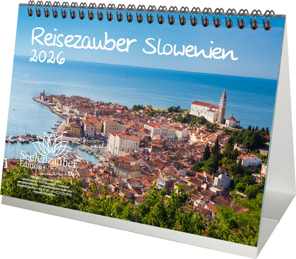 Reisezauber Slowenien DIN A5 Tischkalender für 2026 Urlaub Reise Stadt und Land - Seelenzauber