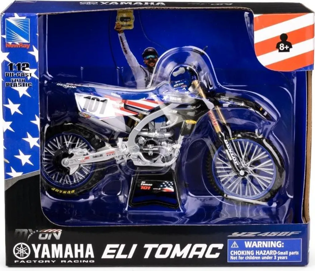 Moto Yamaha YZ450 Motocross Eli Tomac 2022 Échelle 1:12 Miniature