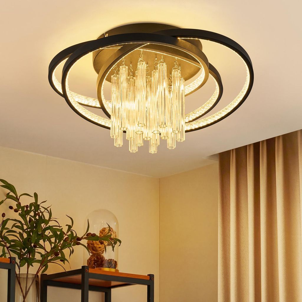 ZMH LED Deckenleuchte 40W Wohnzimmerlampe Rund Deckenlampe Schlafzimmerlampe 3000K Warmweiß Glas Flurlampe Deckenbeleuchtung für Wohnzimmer Büro...