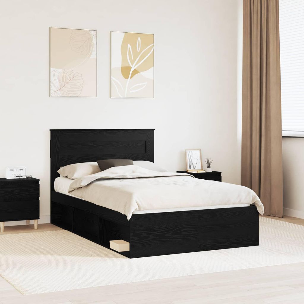 Maison Exclusive - Bettrahmen Schwarz 135 x 190 cm Massives Kiefernholz