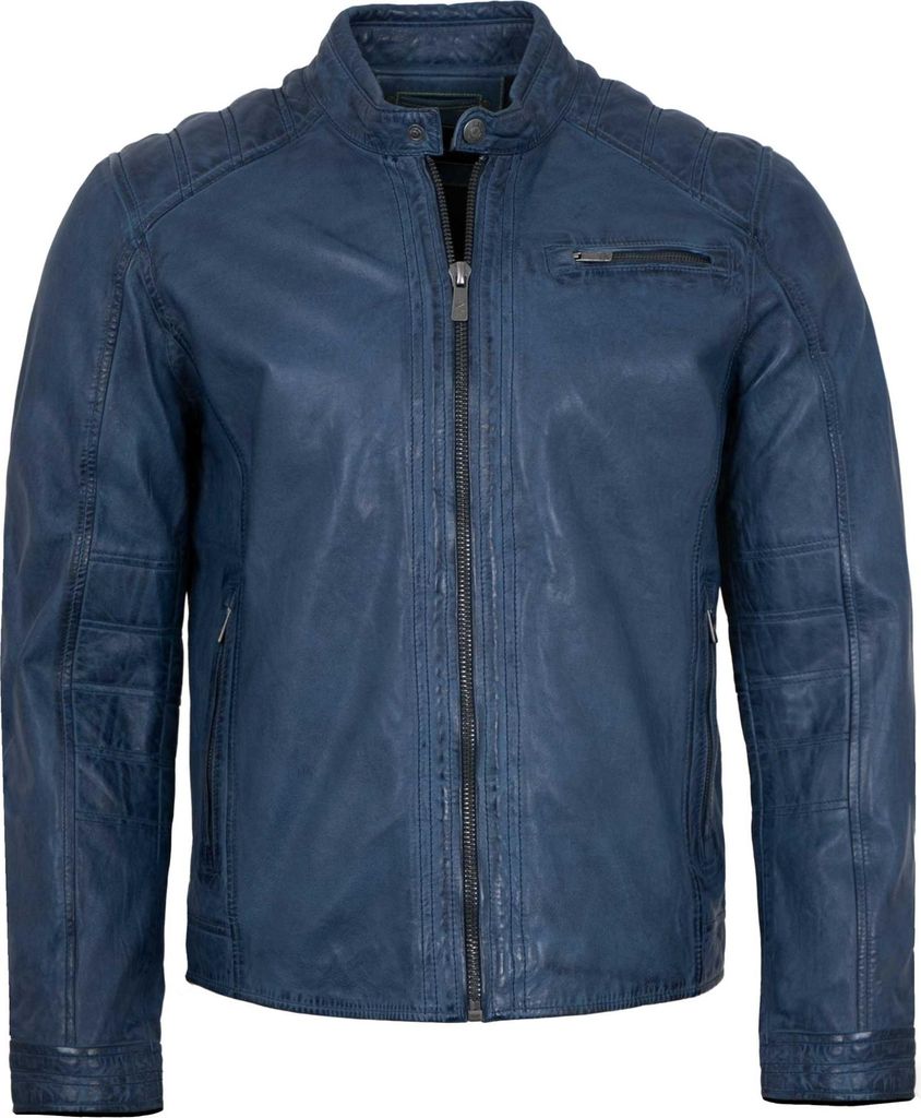 Jilani Collection - Herren Lederjacke Lammnappa blau : 60