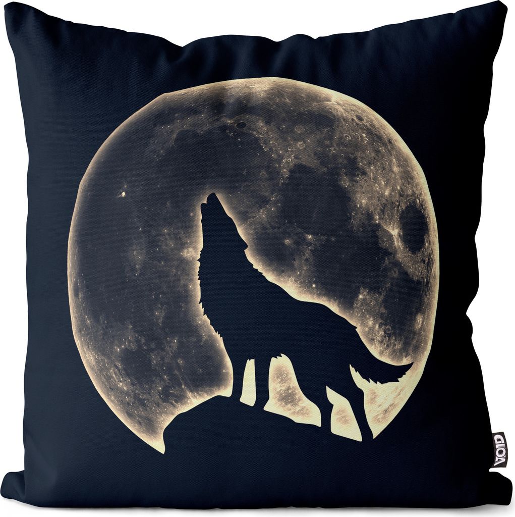 VOID Wolf Mond Nachthimmel Kissenbezug Kissenhülle sofa couch wohnzimmer dekoration wasserfest Outdoor Garten Kissen bezug deko