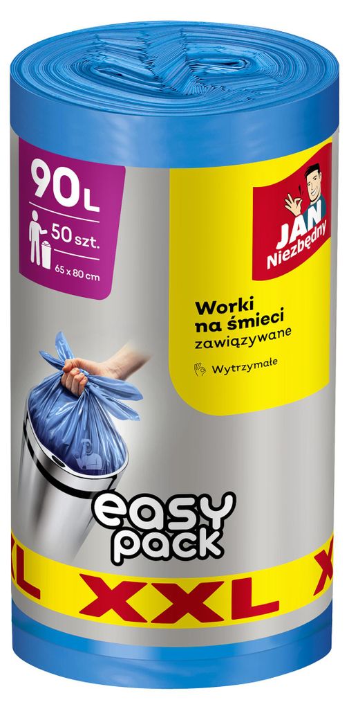 Jan Niezbędny Worki na śmieci zawiązywane niebieskie 90l 50 Zdjęcie produktu 