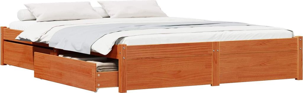 vidaXL Bettrahmen Wachsbraun 140 x 200 cm Massivholz Kiefer