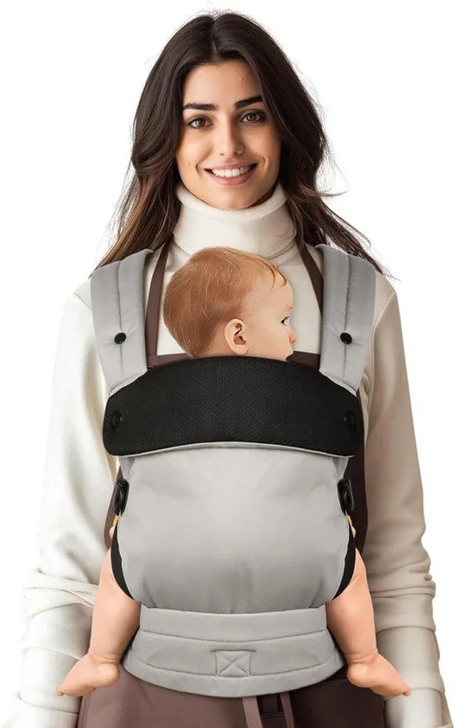 Sac de sage-femme ergonomique en coton gris pour bébé de 3 à 36 mois