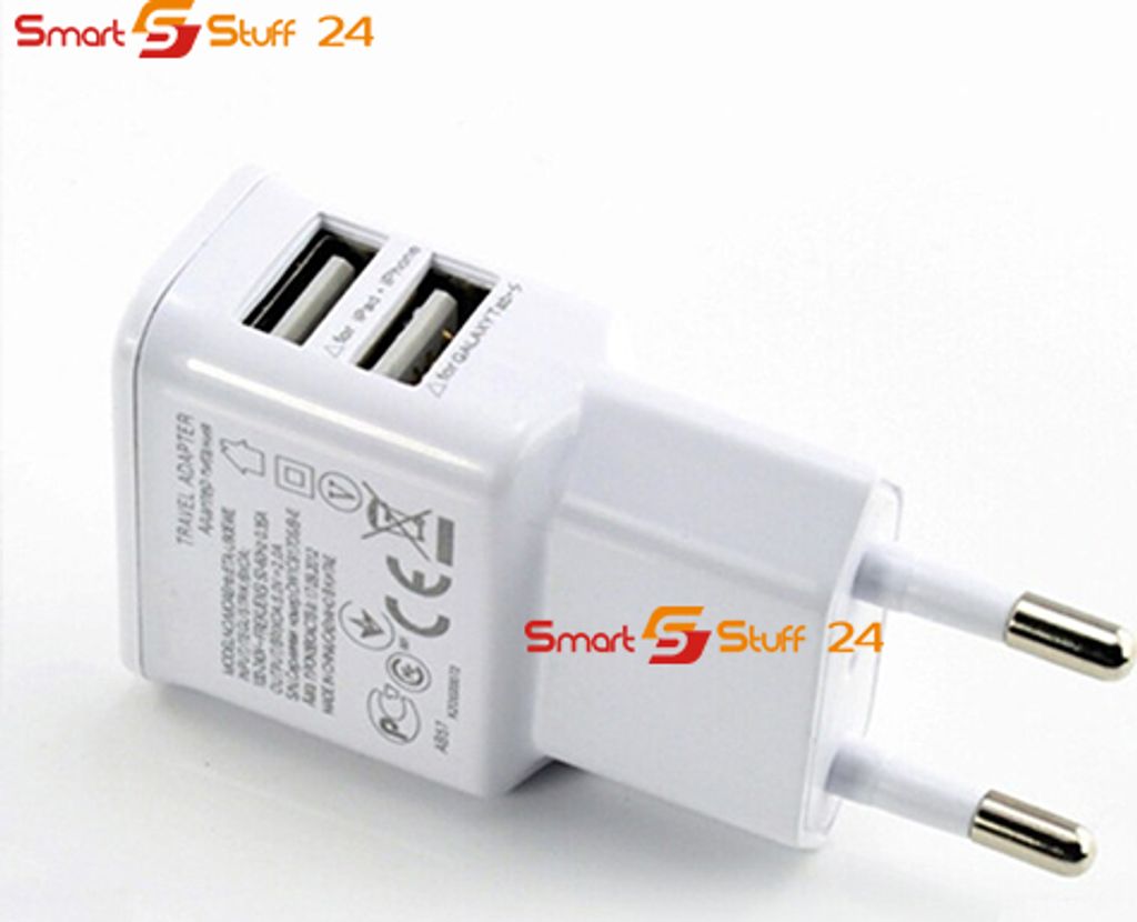 Weiß Dual USB Ladegerät 2A für iphone Samsung Xiaomi Huawei Universal Handy Netzteil