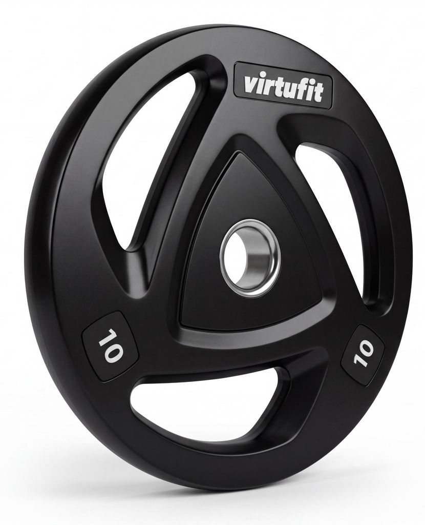 VirtuFit Olympische Gummihantelscheibe 10 kg 3-Griff mit 50 mm Öffnung