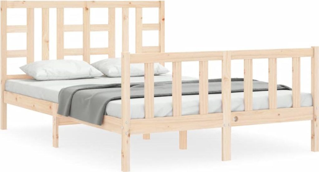 vidaXL Massivholzbett mit Kopfteil
