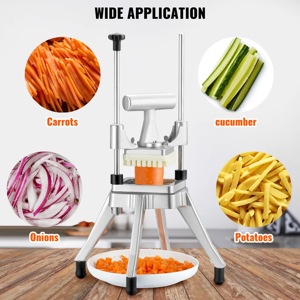 Tritatutto commerciale per frutta e verdura di SucceBuy, robusta taglierina per alimenti con lama da 1/4 di pollice, taglierina professionale per patatine fritte e taglierina per cipolle di Kattex, in acciaio inox per pomodori, peperoni, patate, funghi - 6