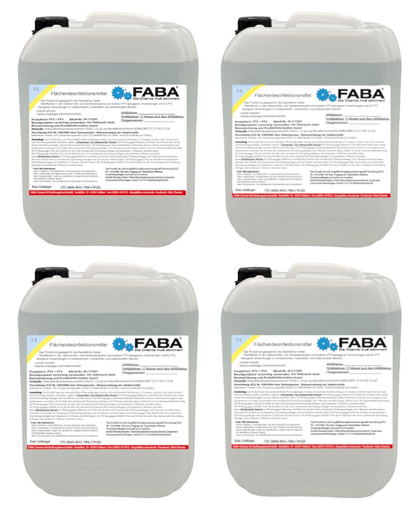 FABA Flächendesinfektionsmittel 4 x 5 L Produktbild 