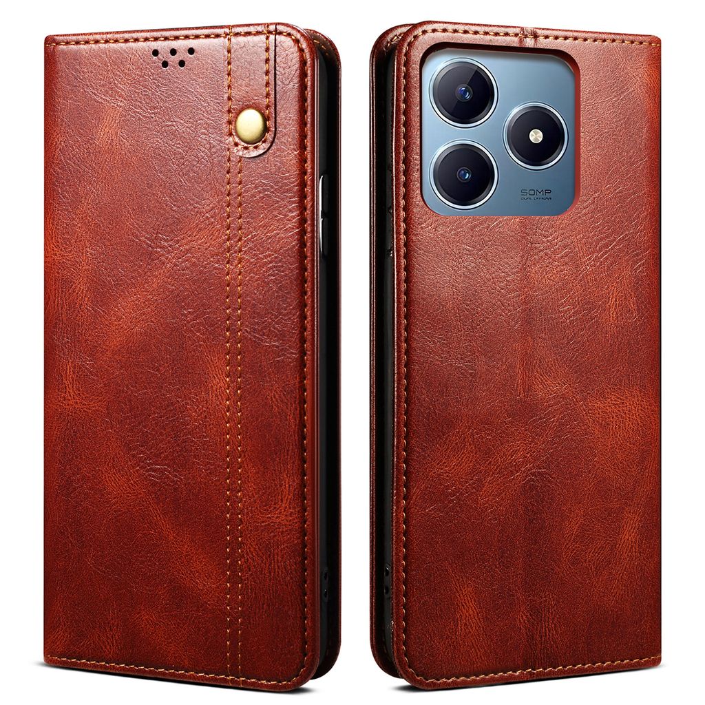 Hülle für Realme C63/Realme C61 Leder Brieftasche Schutzhülle mit Standfunktion Rot
