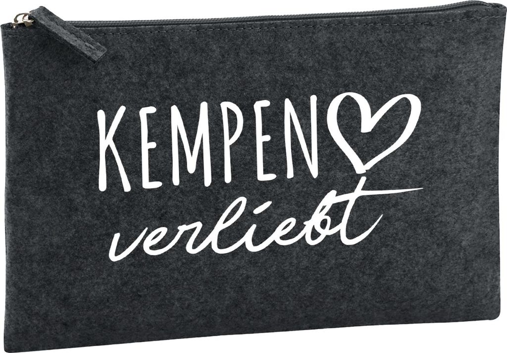 Huuraa Kulturbeutel Kempen verliebt 1 Liter Charcoal Filz Kosmetiktasche Geschenkidee
