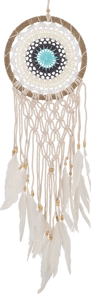 Traumfänger mit Gehäkelter Spitze - Blau/beige 22 cm, Mehrfarbig, Traumfänger, Mobiles