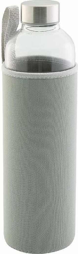 Trinkflasche, Glas, grau, ca. 0,5 l