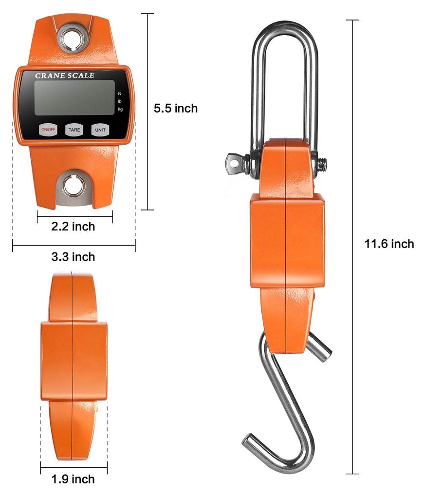 Orangefarbene, einteilige Mini-Leiter mit digitalem LCD-Display, tragbar, mit 300 kg Tragkraft und Haken, ideal für Reisen, Outdoor-Aktivitäten w...