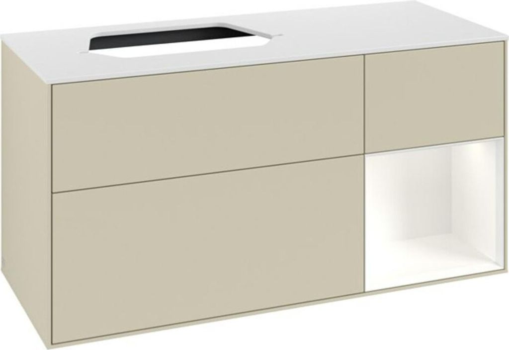 V&B Waschtischunterschrank Finion 120cm, Pl w m, Rg r w m Lac, si Gr m Lac