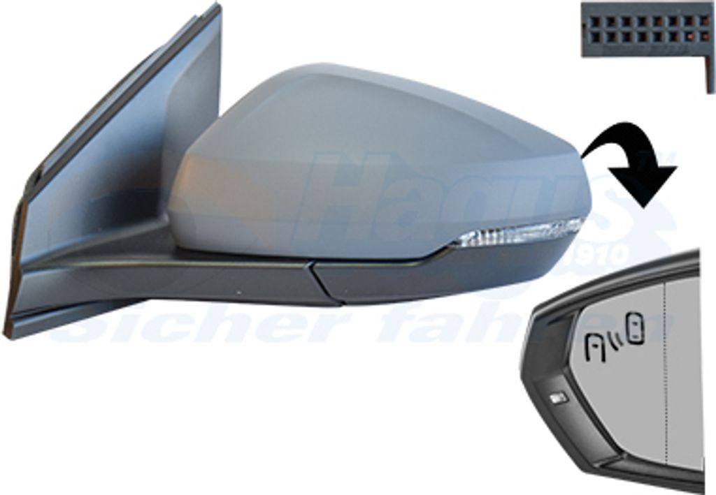 VAN WEZEL 5751827 Außenspiegel Seitenspiegel Links für VW POLO (AW1, BZ1) Asphärisch Beheizt Grundiert