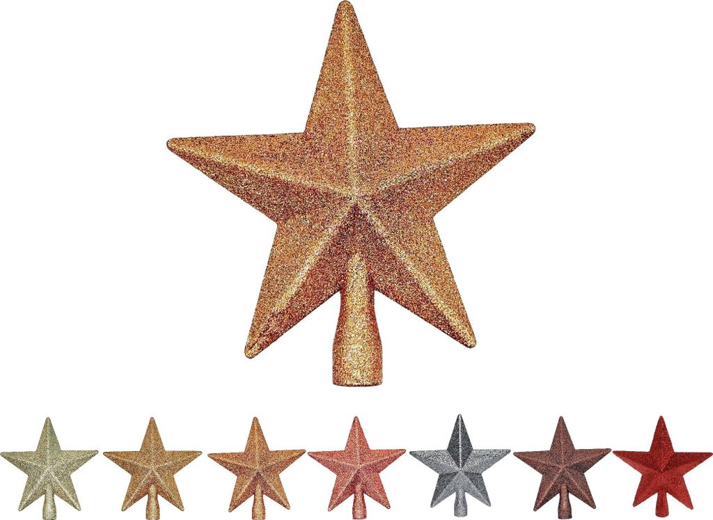 Weihnachtsbaumspitze Dekoration Weihnachten Glitzernd Stern ca. 18 cm Reichgold
