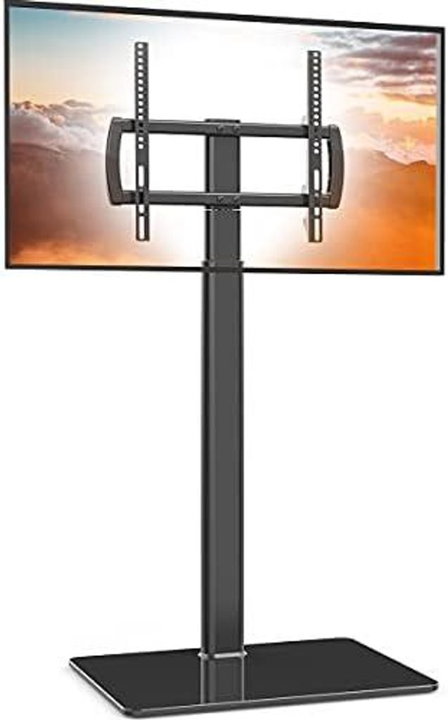 Universal Stand-TV-Ständer mit Standfuß 80 Grad schwenkbar, höhenverstellbar, platzsparendes Design für 27 bis 65 Zoll LCD, LED OLED TVs, ideal...