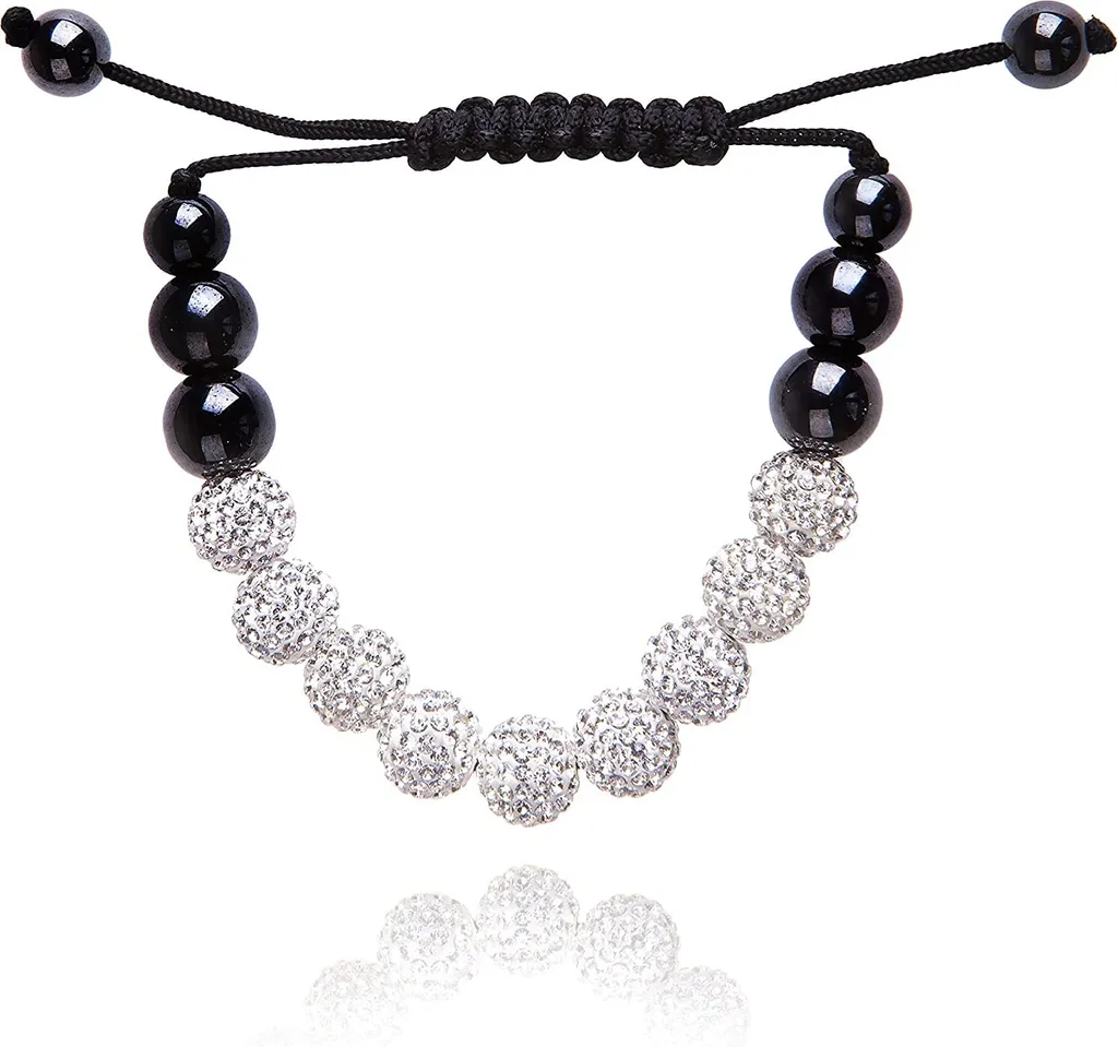 Bracciale Karisma Shambala 10mm Cristallo Bianco Nero Significato