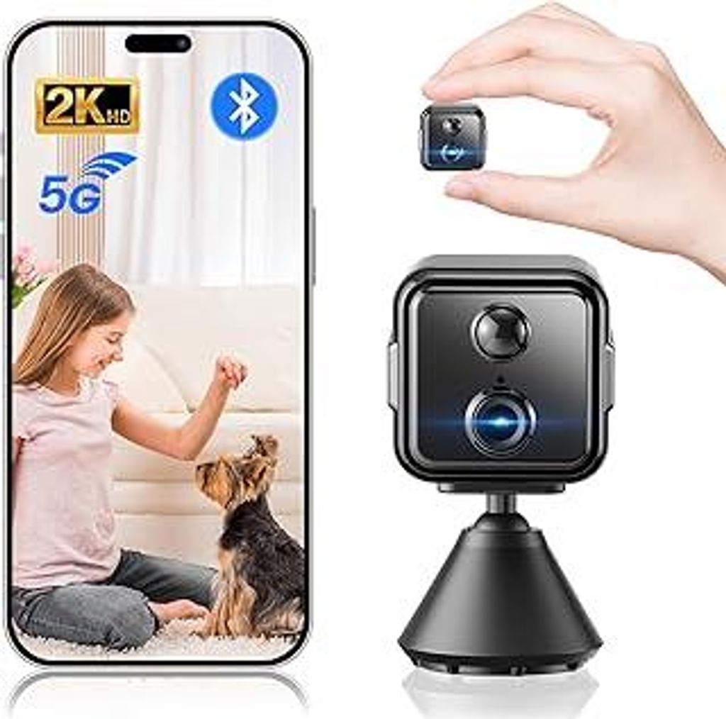 WeChip 2K HD 21 Tage Mini Kamera,5G WiFi & Bluetooth Überwachungskamera Innen Für Live Übertragung Handy,Kamera Überwachung Innen mit 2800mah A...