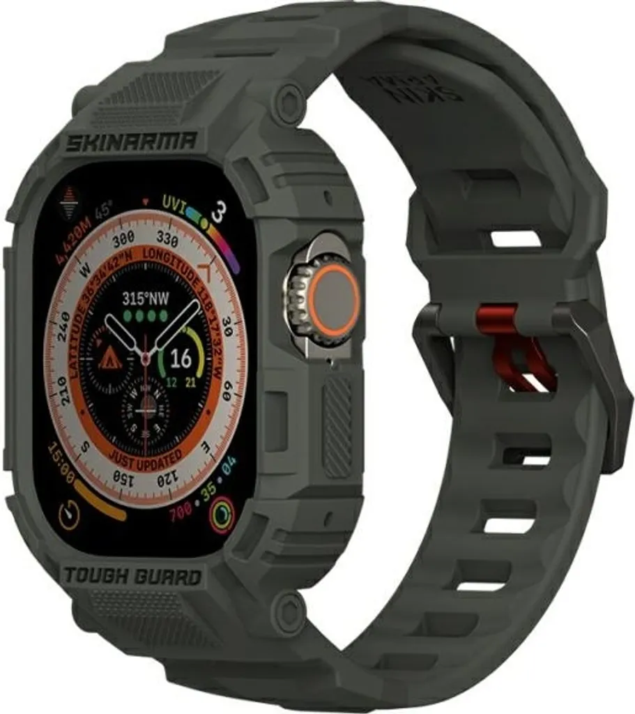 Skinarma Mecha 2-in-1 Apple Watch 49mm Olive - Protezione e Stile Urban