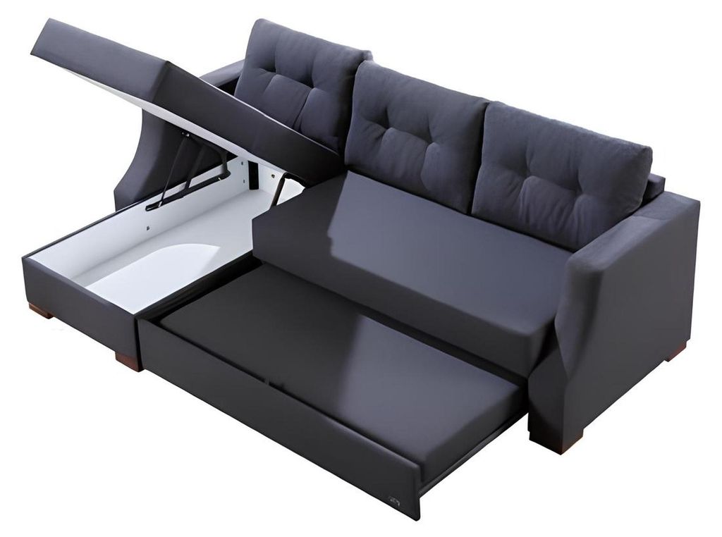 Sofa Designer Sofa mit Bettfunktion Bettkasten Schlafsofa Ecksofa Couch L-Form