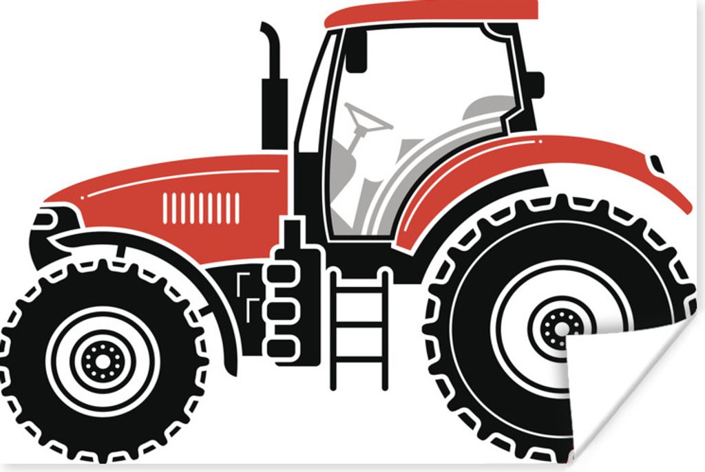 MuchoWow Poster Traktor - Rot - Schwarz 30x20 cm - Plakate - Print