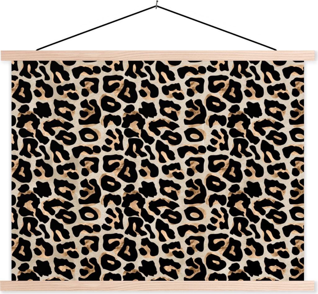 MuchoWow Textilposter Pantherdruck - Grau - Braun - Luxus 40x30 cm mit holzfarbenen Rahmen - Bilder
