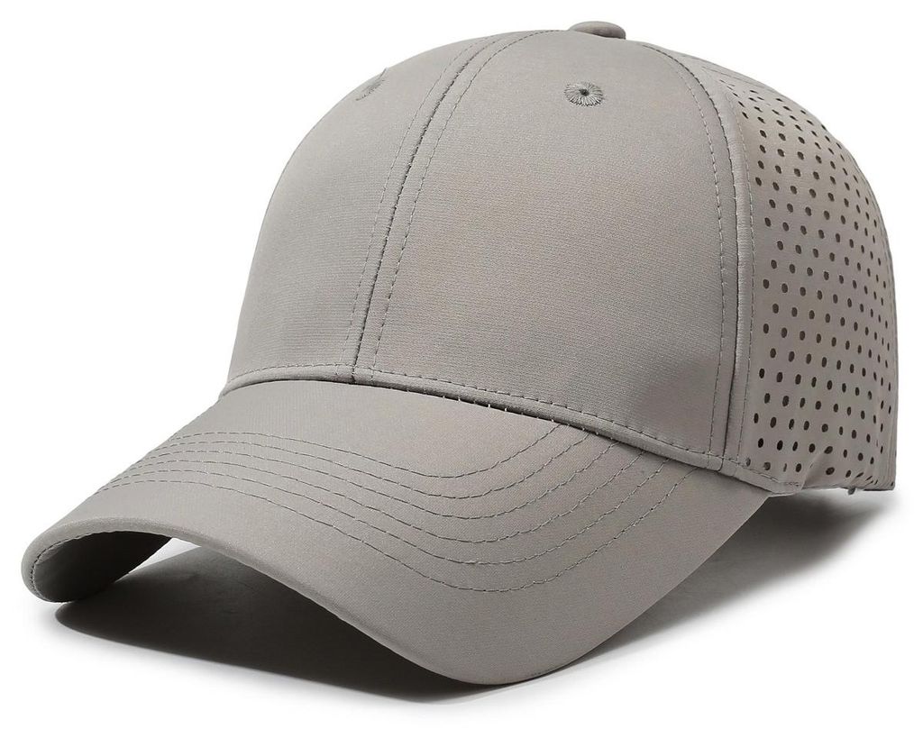 INF Schnelltrocknende Polyester Basecap 26.5cm x 18cm x 11cm Sonnenschutz Hellgrau