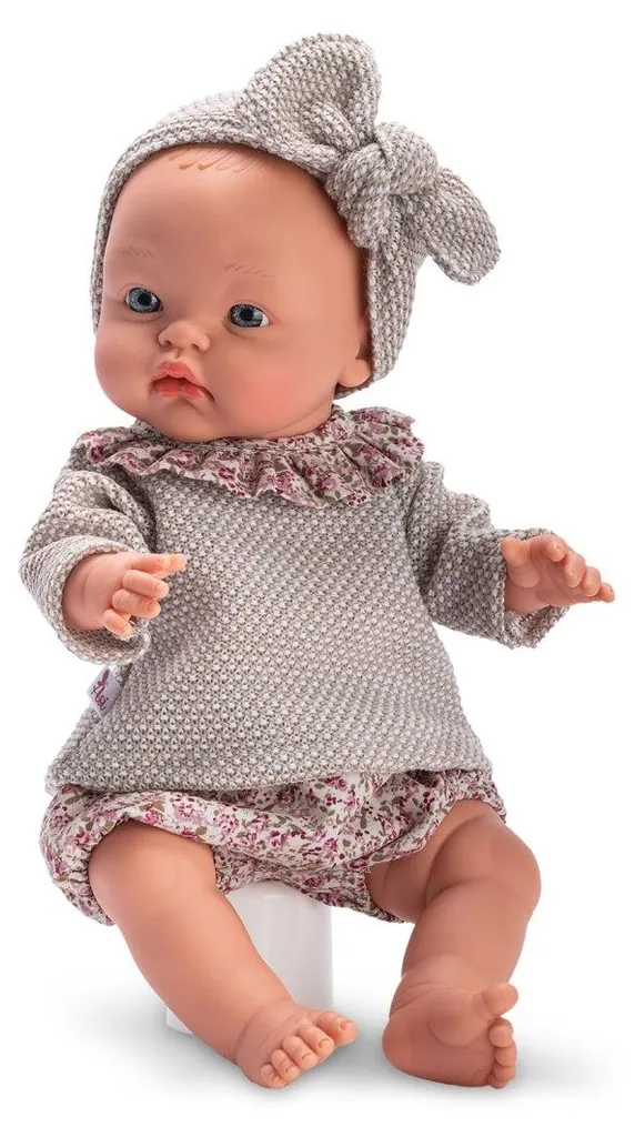 Bébé Alex 36cm pull gris : Le poupon incassable et lavable pour enfant