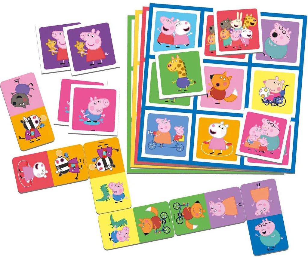 Jeu de mémo loto domino Peppa Pig 3 en 1 évolutif en carton rigide