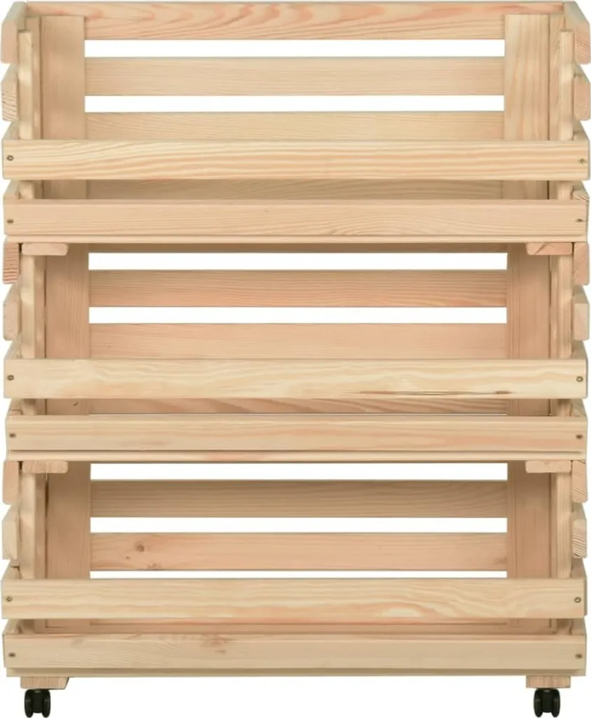 Carrello Portafrutta e Verdura Legno Pino 77x30x80 cm Salvaspazio - 3