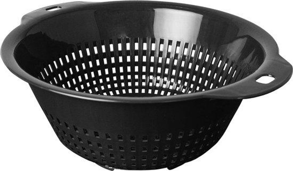 Antracit Küchenzweifel, 28 cm Durchmesser, großes Sieb, wiederholbar, Siebbehälter