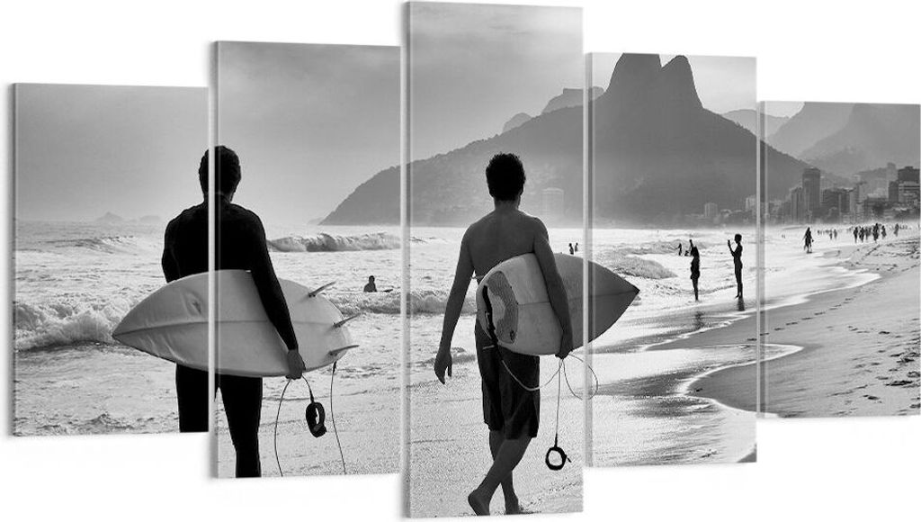 Bild auf Leinwand - Leinwandbild - Meer Welle Surfen - 160x85cm - Wand Bild - Wanddeko - Wandbilder - Leinwanddruck - Bilder - Kunstdruck - Wanddek...
