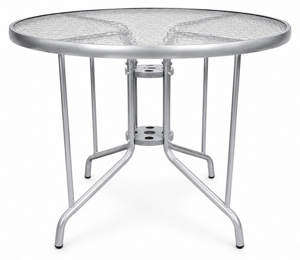 Runder Gartentisch aus Metall und Glas, Grau, Ø 90 cm, 70 Produktbild 