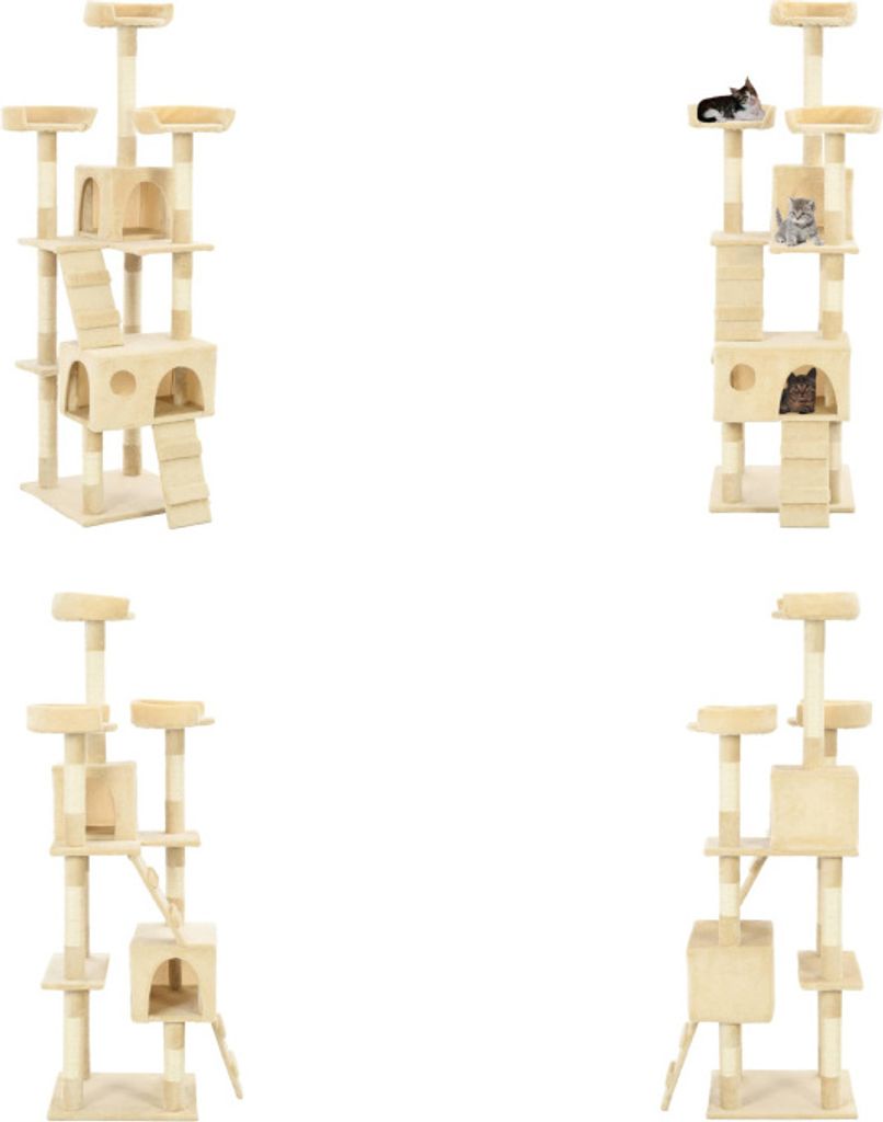 vidaXL Katzen Kratzbaum mit Sisal Säulen 170 cm Beige - Kratzbaum - Kratzbäume - Katzenbaum - Katzenbäume